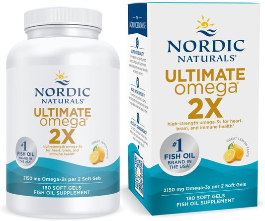 Nordic Naturals Ultimate Omega 2X, 2150mg Fish Oil, Lemon - 180 Count ( pack of 2 )