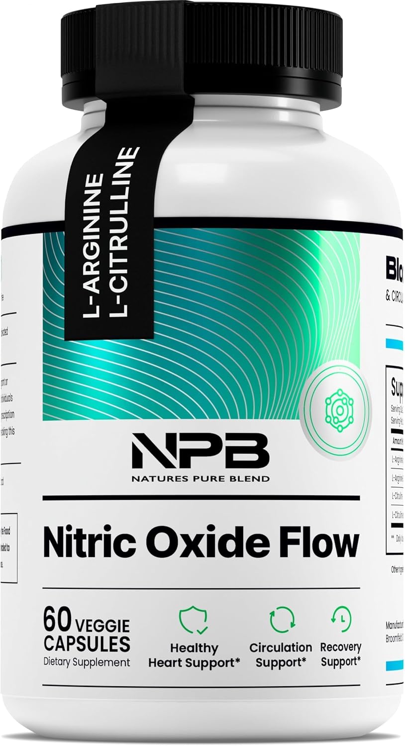 Nitric Oxide Flow Blood Pressure Support Improve Circulation-Natures Pure Blend 60 capsules(PACK OF 3)