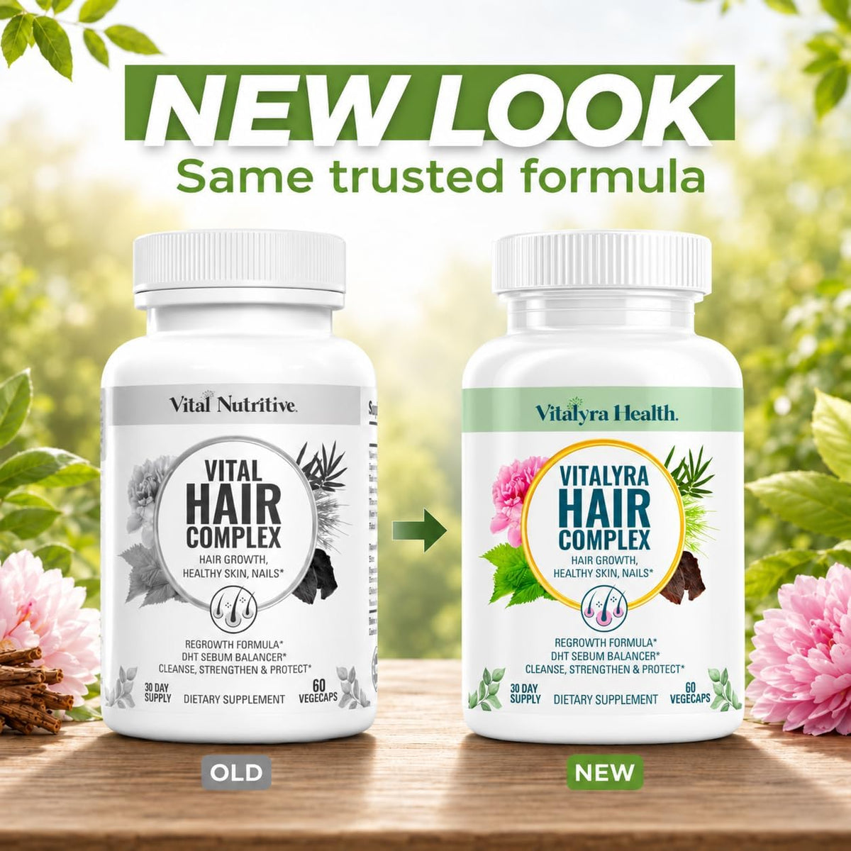Vital Hair Complex – Biotin & Vitamin B Hair Vitamins for Women & Men 60 capsules (PACK OF THREE)