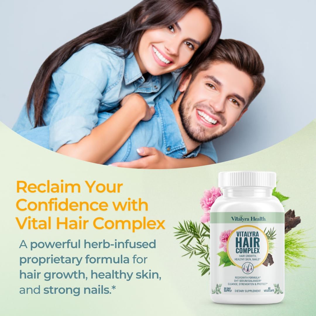 Vital Hair Complex – Biotin & Vitamin B Hair Vitamins for Women & Men 60 capsules (PACK OF THREE)