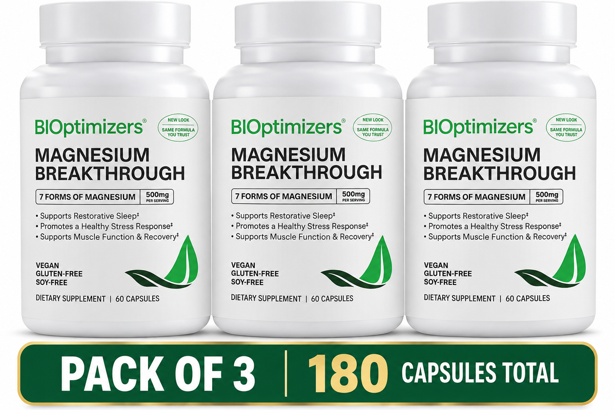 BiOptimizers Magnesium Breakthrough Supplement 4.0 - 60 Capsules (PACK OF THREE)
