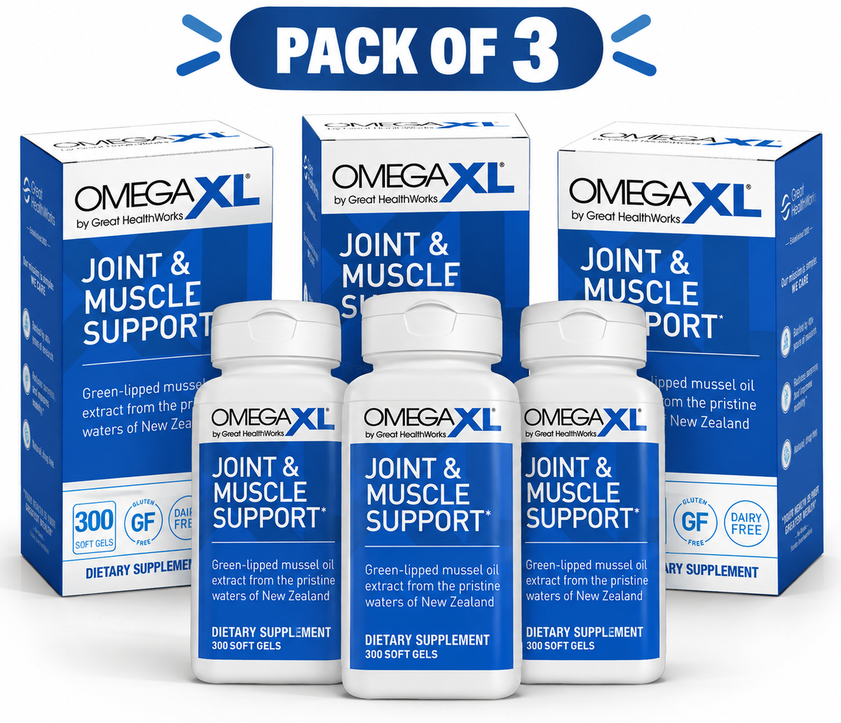 OmegaXL Joint Support Supplement, 300 Count , ( pack of 3 )