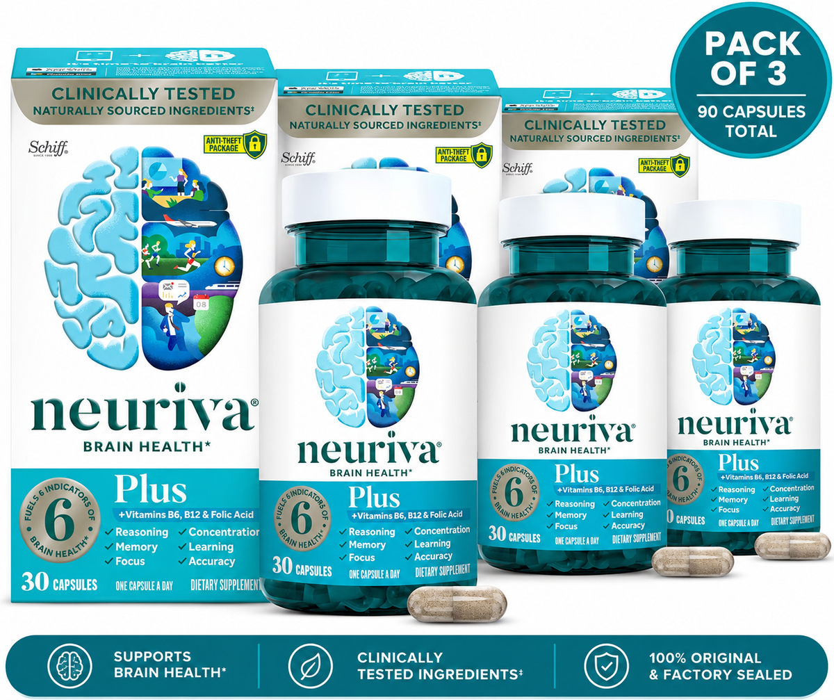 Neuriva Plus Brain Health Supplement – NeuroFactor & Phosphatidylserine, 30 Capsules Each, Pack of 3 (90 Total) – Factory Sealed