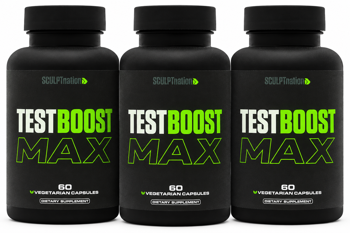 TEST BOOST Max Sculptnation 2.0 Testosterone Build Muscle Men Fat weight Loss 60 capsules (PACK OF THREE)