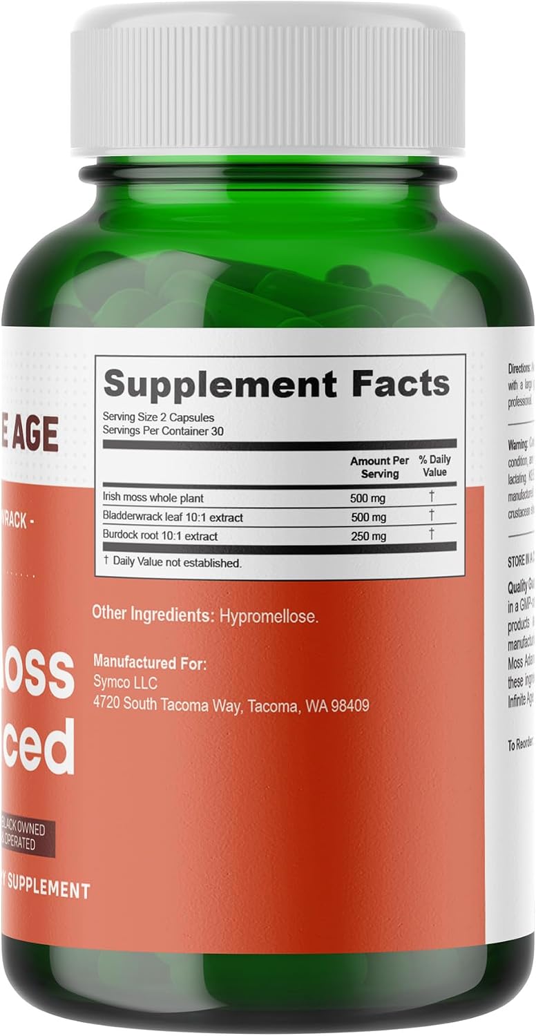 INFINITE AGE Sea Moss Capsules, 1250mg Irish Moss Blend - 120 Count (pack of 3 )
