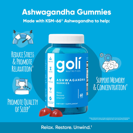 Goli Nutrition Ashwagandha Mixed Berry Gummies - 60 Count ( pack of 3 )