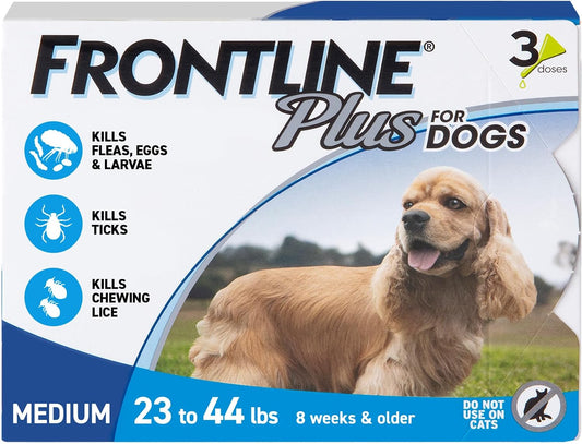 Frontline Plus Flea and Tick Treatment for medium Dogs 23-44 LBs 6 Doses (PACK OF TWO)