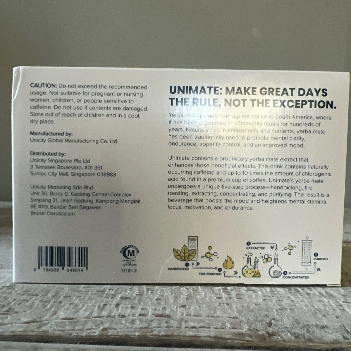 Unicity Unimate LEMON YERBA MATE 30 Stick Packs/Sachets Exp 2027 - Brand New!