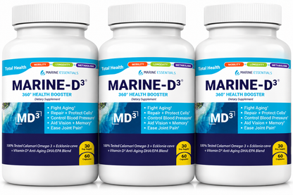 Marine Essentials | Marine-D3 | Anti-Aging | Omega-3 | 1 Bottle (60 Capsules) (PACK OF THREE)