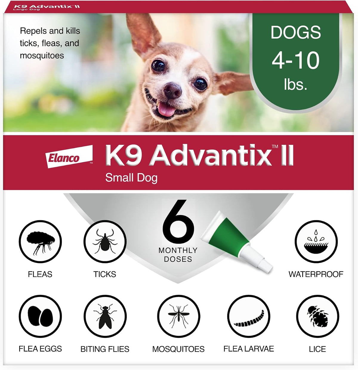 K9 Advantix II Flea Medicine Small Dog 6 Month Supply Pack K-9 4-10 lbs(pack of 2)