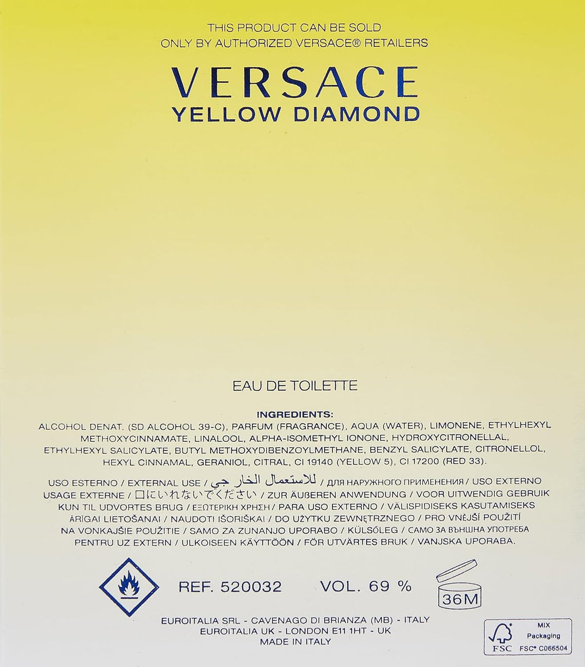 Gianni Versace Versace Yellow Diamond Eau De Toilette Spray for Women 3 oz 90 ml
