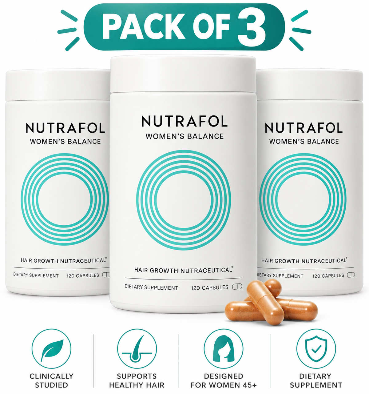 Nutrafol Women's Balance Hair Growth Supplements, Age 45+ ( pack of 3 )