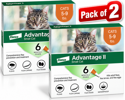 Advantage II Flea Treatment For Small Cats 5-9lbs 6 Doses(PACK OF TWO)