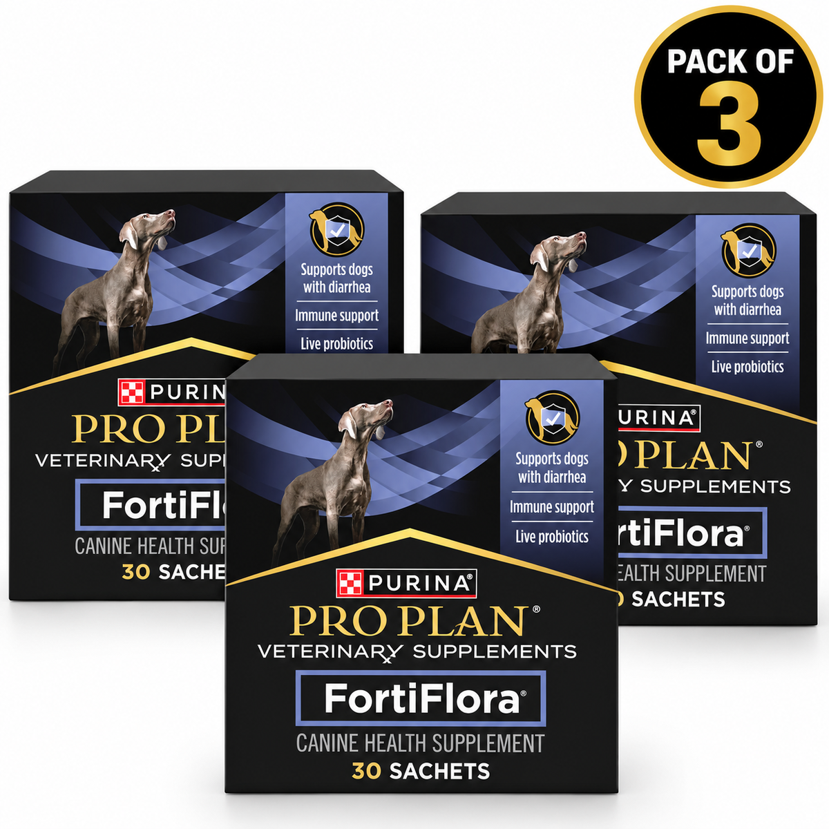 Purina Pro Plan Veterinary Supplements FortiFlora Dog Probiotic Supplement  ( PACK OF 3 )