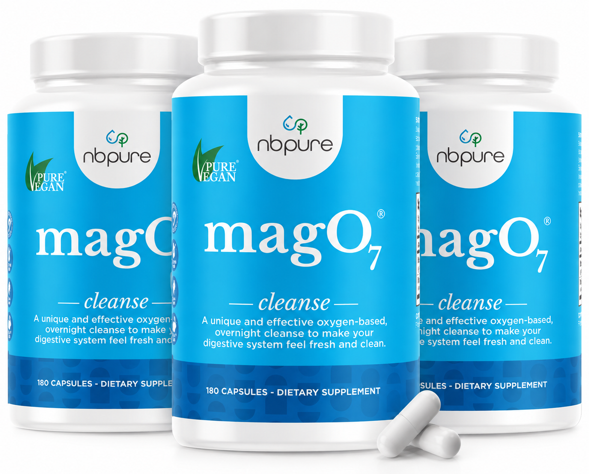 NBPure MagO7 Natural Oxygen Colon Cleanse & Digestive Support – 180 Capsules Each – Pack of 3 (540 Total)