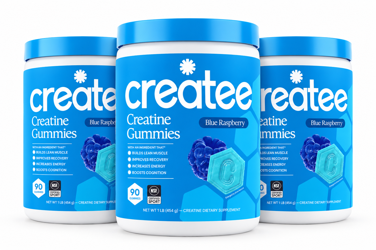 Createe Creatine Monohydrate Gummies for Women and Men, Blue Raspberry, 90ct ( pack of 3 )