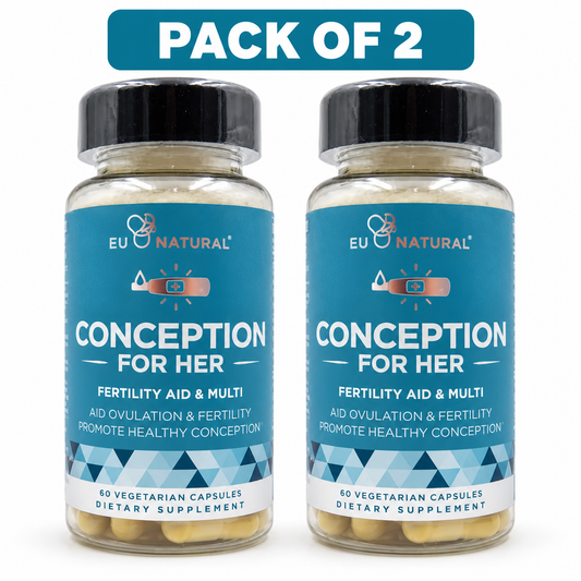 EU Natural Conception For Her Dietary Supplement – 60 Vegetarian Capsules per Bottle – Pack of 2 (120 Total)