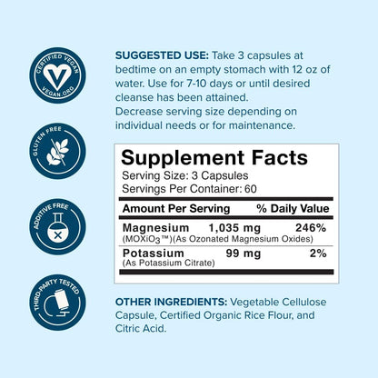 NBPure MagO7 Natural Oxygen Colon Cleanse & Digestive Support – 180 Capsules Each – Pack of 3 (540 Total)