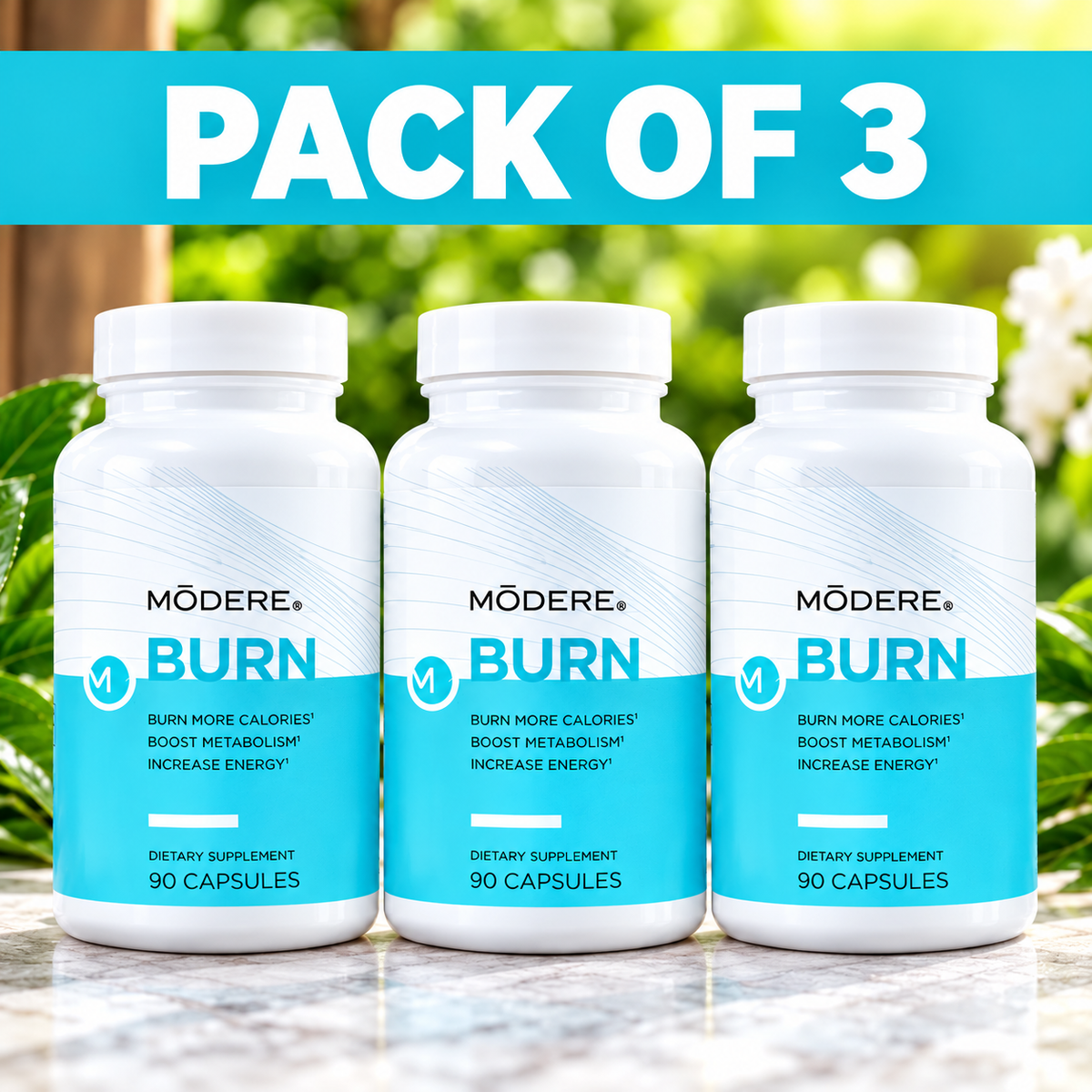Modere Burn Dietary Supplement – 90 Capsules per Bottle, Pack of 3