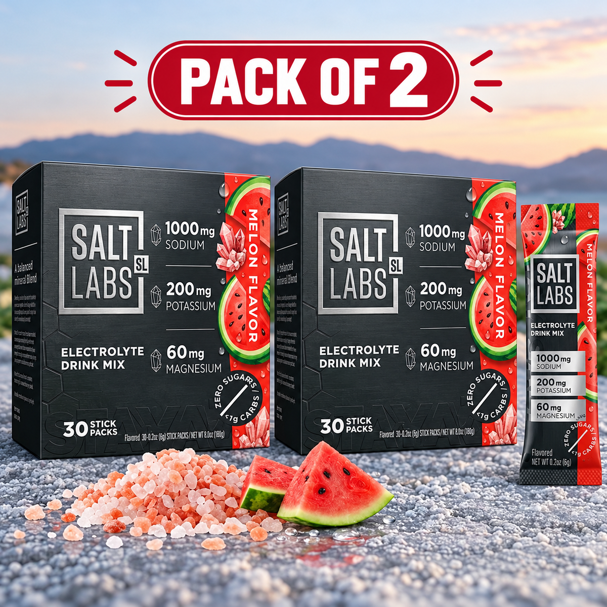 LMNT Zero Sugar Electrolytes - Watermelon Salt | Drink Mix | 30-Count  ( pack of 2 )