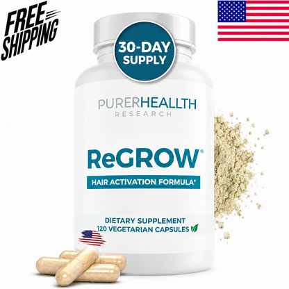 ReGrow Hair Growth Vitamins with Biotin, Hair Supplement by PureHealth Research. 120 capsules
