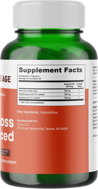 INFINITE AGE Sea Moss Capsules, 1250mg Irish Moss Blend - 120 Count (pack of 3 )