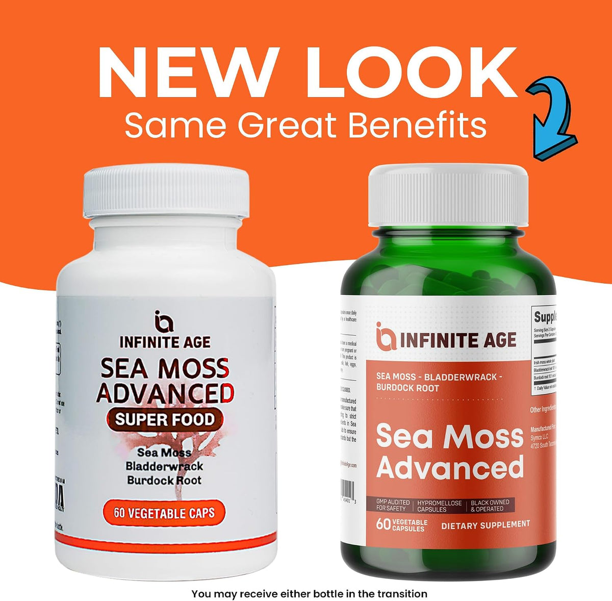 INFINITE AGE Sea Moss Capsules, 1250mg Irish Moss Blend - 120 Count (pack of 3 )