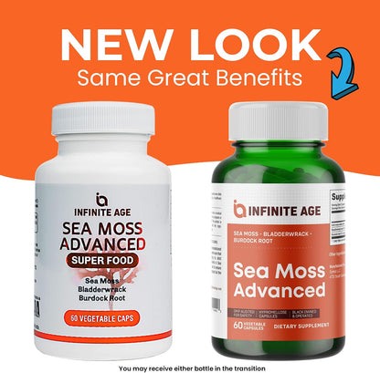 INFINITE AGE Sea Moss Capsules, 1250mg Irish Moss Blend - 120 Count (pack of 3 )