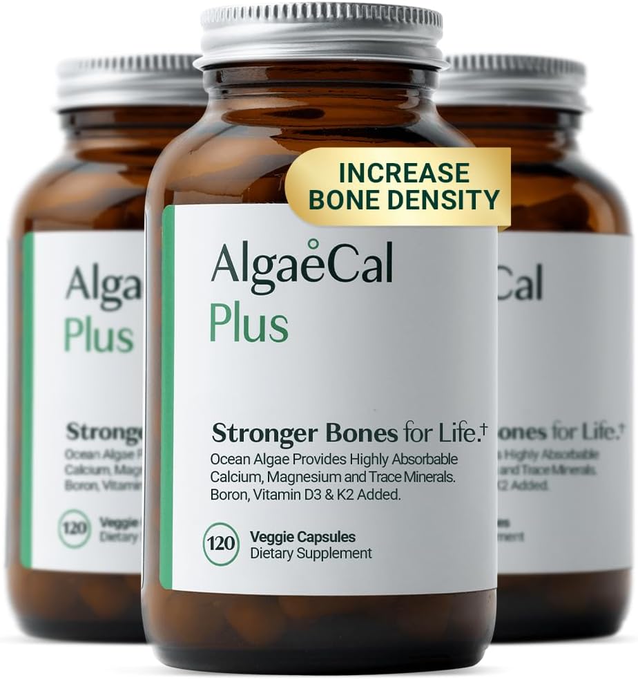 AlgaeCal Plus Calcium Supplement – 120 Capsules per Bottle – Pack of 3