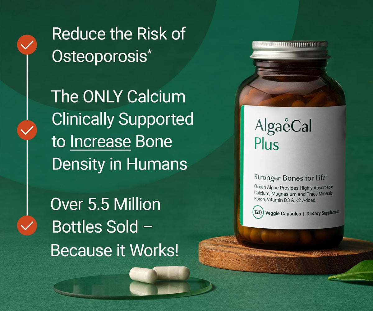 AlgaeCal Plus Calcium Supplement – 120 Capsules per Bottle – Pack of 3