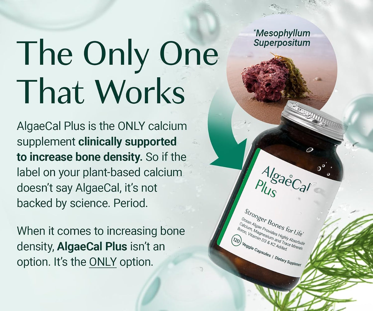 AlgaeCal Plus Calcium Supplement – 120 Capsules per Bottle – Pack of 3
