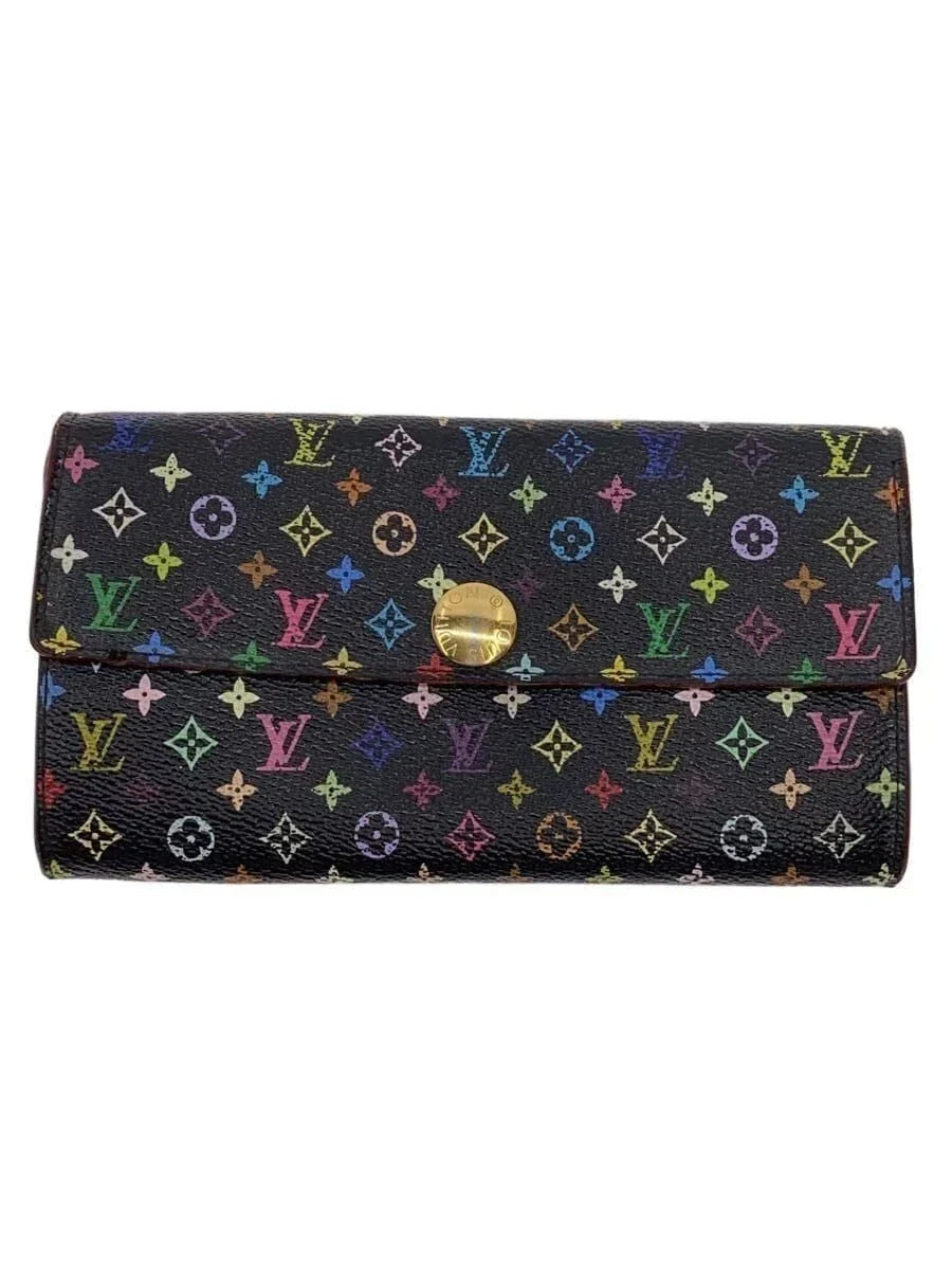 Louis Vuitton Porte Feuille Sarah Long Wallet Monogram Multicolor Noir PVC