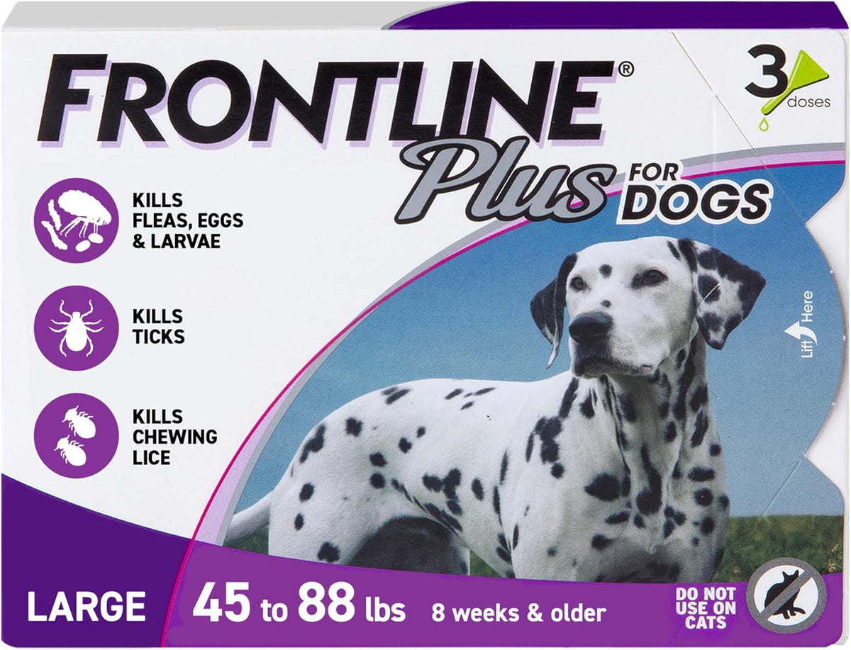 Frontline Plus For Dogs 45 to 88 LBS 6 Doses 6 Month Supply(pack of 2)