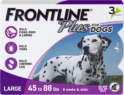 Frontline Plus For Dogs 45 to 88 LBS 6 Doses 6 Month Supply(pack of 2)