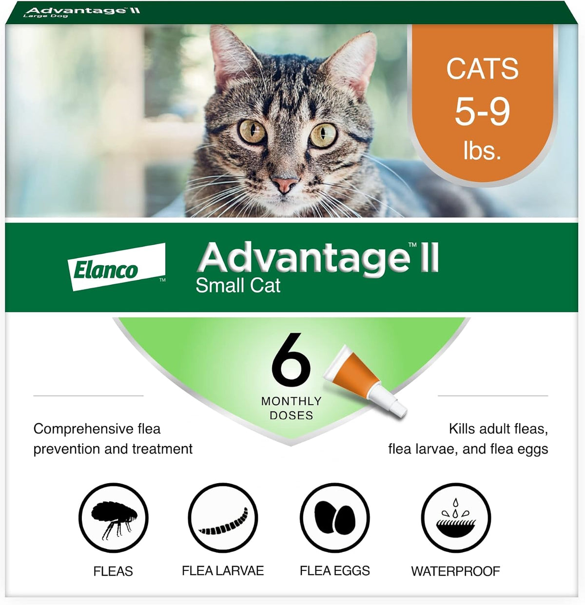 Advantage II Flea Treatment For Small Cats 5-9lbs 6 Doses(PACK OF TWO)