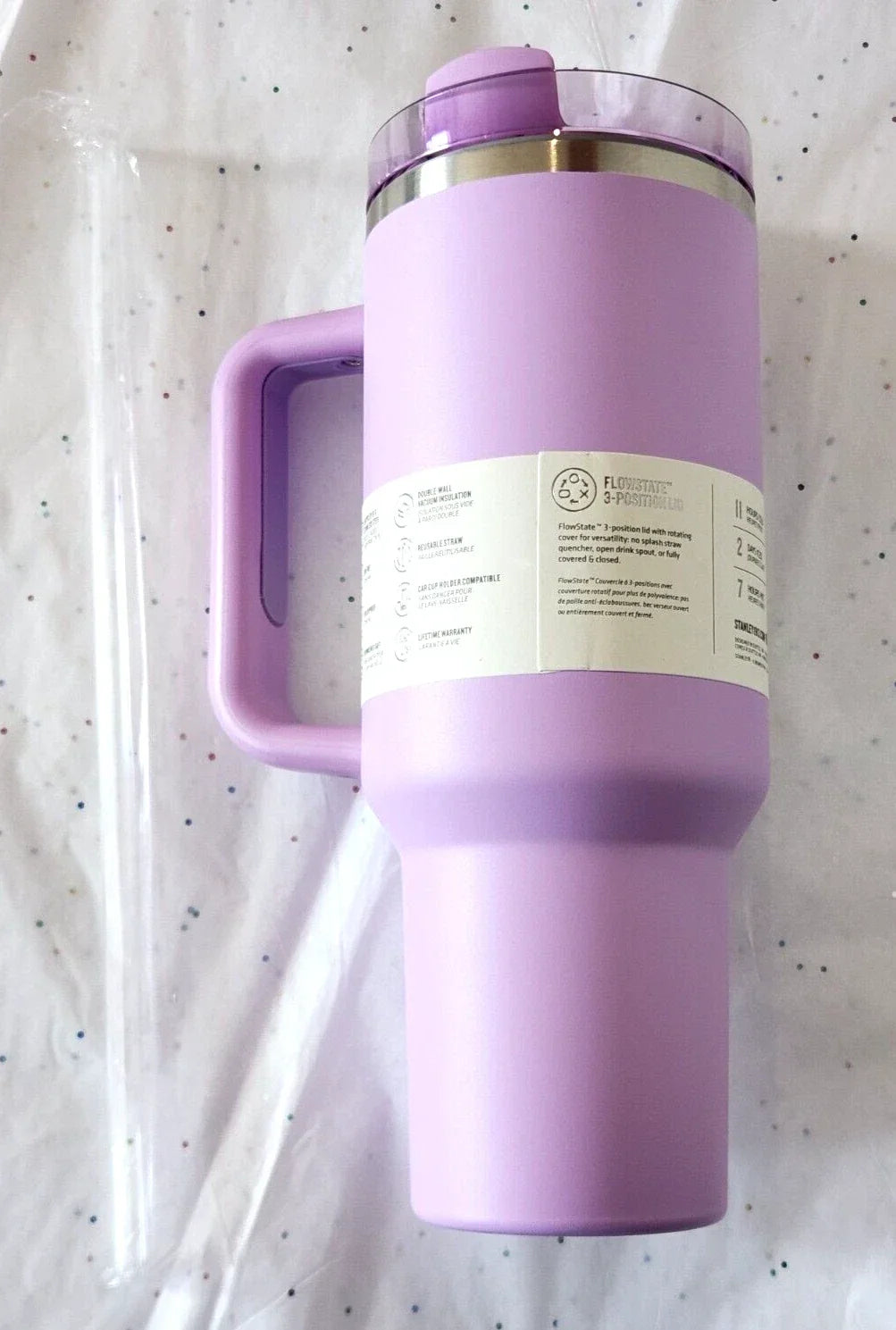 Stanley The Quencher H2.0 FlowState Tumbler 40 oz / 1.18 L – Purple Stars – New