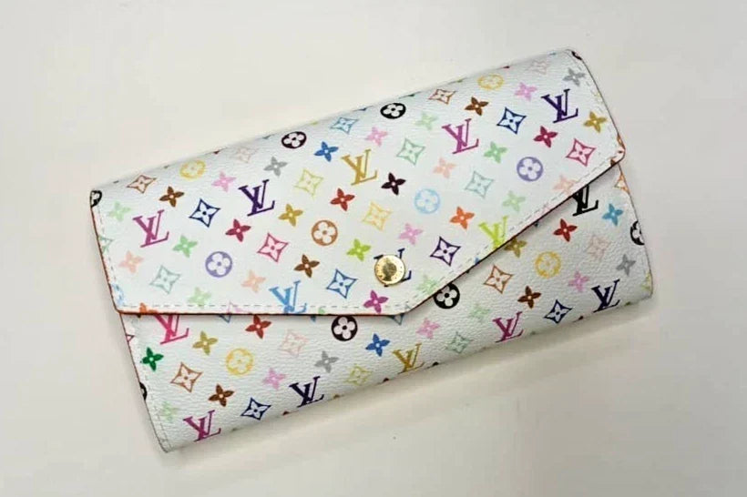 Louis Vuitton White Multicolor Takashi Murakami Sarah Long Wallet Pink Interior