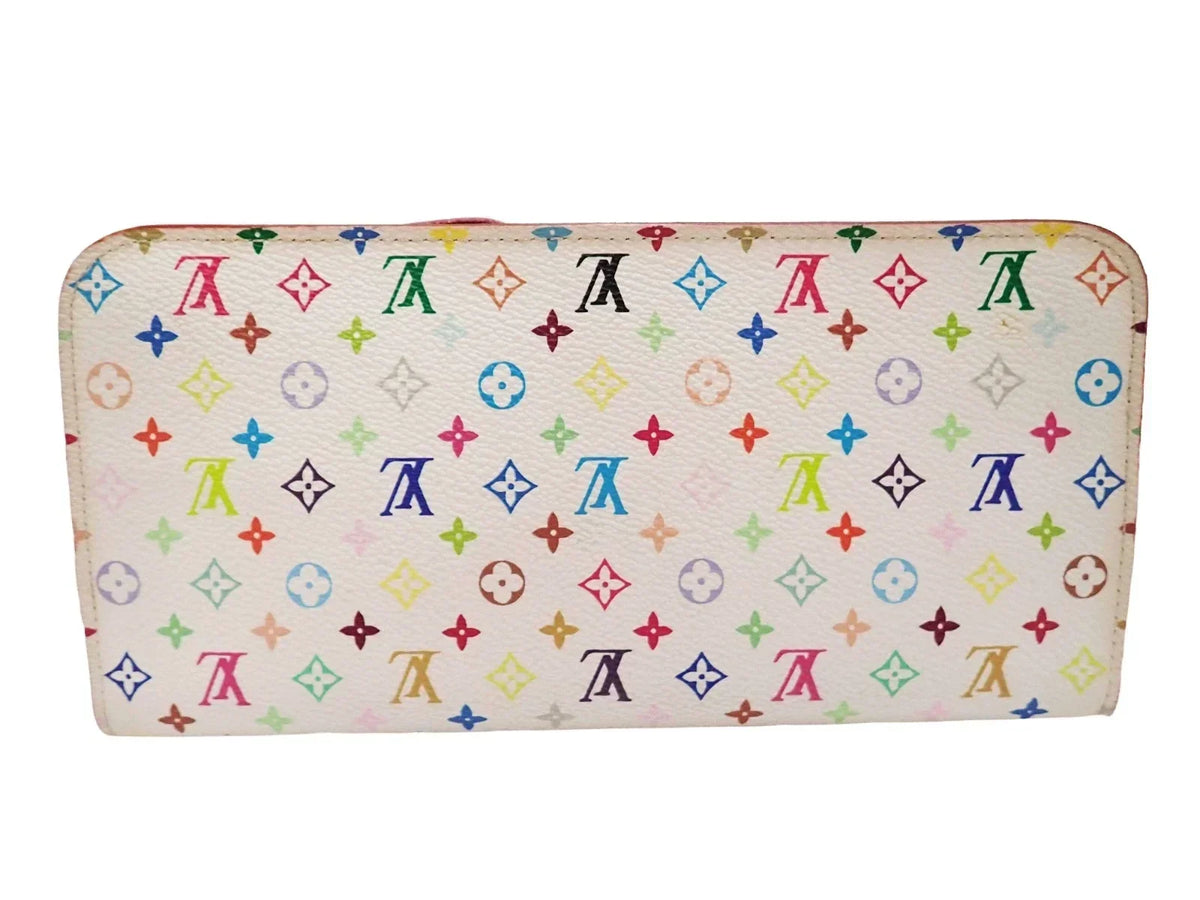 LOUIS VUITTON Monogram Multicolor M93752 Organizer Insolite Long Wallet White