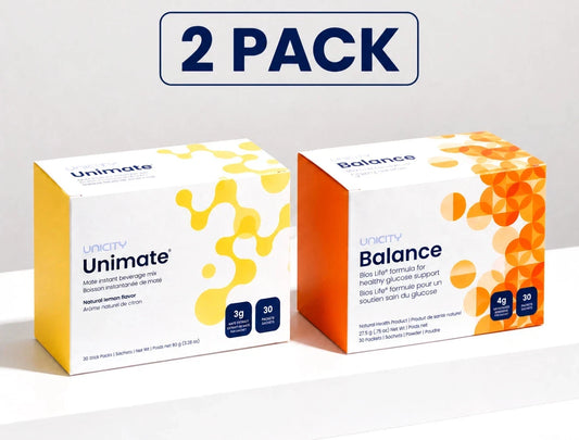 Unicity Unimate Natural Lemon & Balance Natural Orange Combo – 30 Sachets Each (60 Total)